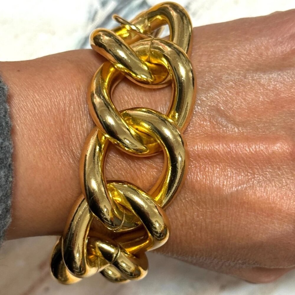 Diego Massimo Wide Gold Chain Bracelet - Picture 6 of 11